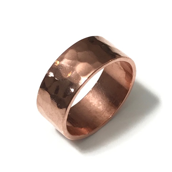 8mm Solid Copper Hammered Ring - Picture 2 of 7